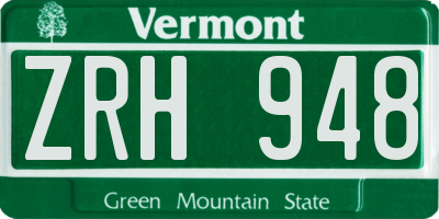 VT license plate ZRH948