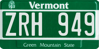 VT license plate ZRH949