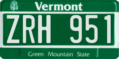 VT license plate ZRH951