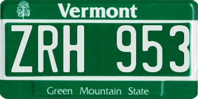 VT license plate ZRH953