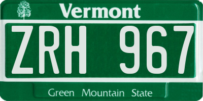 VT license plate ZRH967