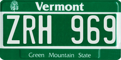 VT license plate ZRH969