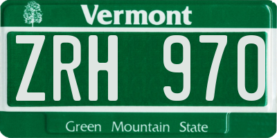 VT license plate ZRH970