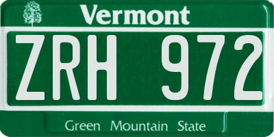VT license plate ZRH972