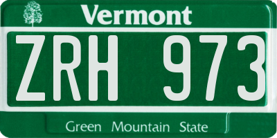 VT license plate ZRH973