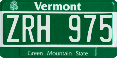 VT license plate ZRH975