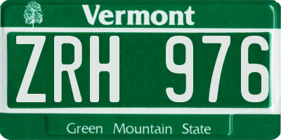 VT license plate ZRH976