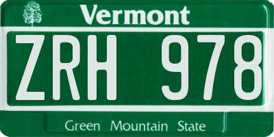 VT license plate ZRH978