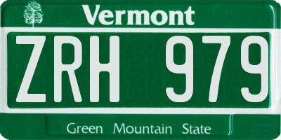 VT license plate ZRH979