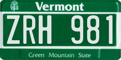 VT license plate ZRH981