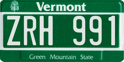 VT license plate ZRH991
