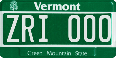 VT license plate ZRI000