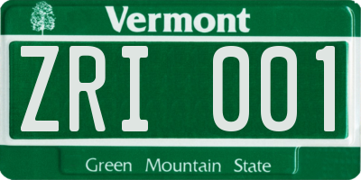 VT license plate ZRI001