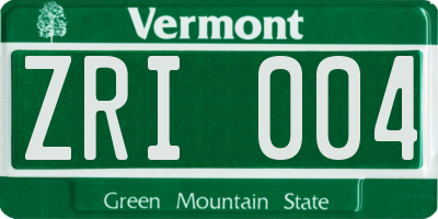 VT license plate ZRI004