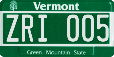 VT license plate ZRI005