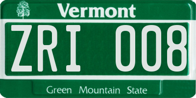 VT license plate ZRI008