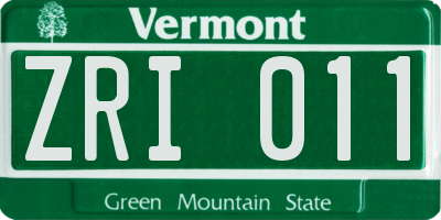 VT license plate ZRI011