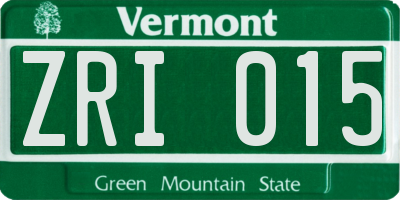 VT license plate ZRI015