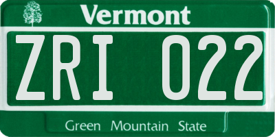 VT license plate ZRI022