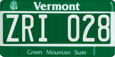 VT license plate ZRI028