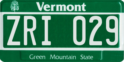 VT license plate ZRI029