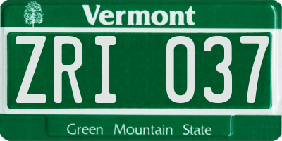 VT license plate ZRI037