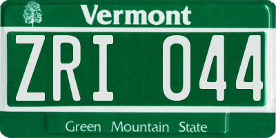 VT license plate ZRI044
