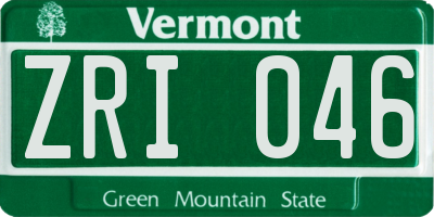 VT license plate ZRI046