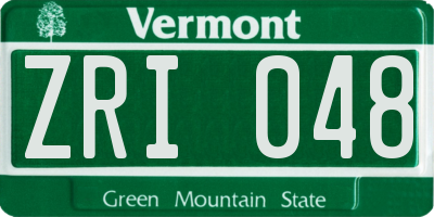 VT license plate ZRI048