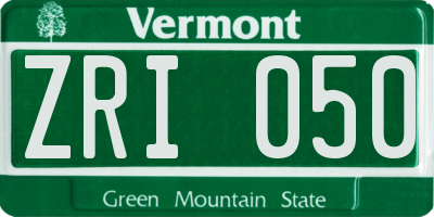 VT license plate ZRI050