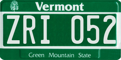VT license plate ZRI052