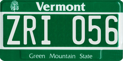 VT license plate ZRI056