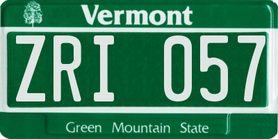 VT license plate ZRI057