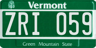 VT license plate ZRI059