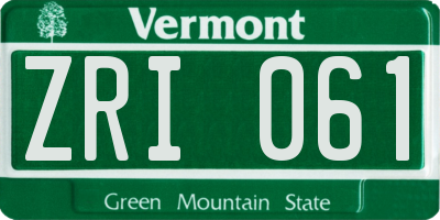 VT license plate ZRI061