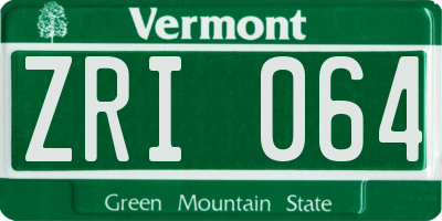 VT license plate ZRI064