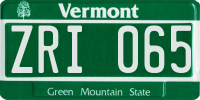 VT license plate ZRI065