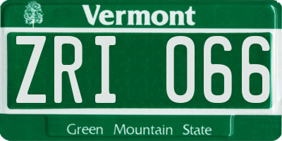 VT license plate ZRI066