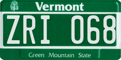 VT license plate ZRI068