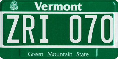 VT license plate ZRI070