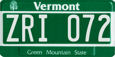 VT license plate ZRI072