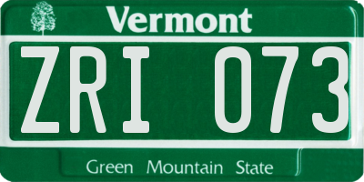 VT license plate ZRI073