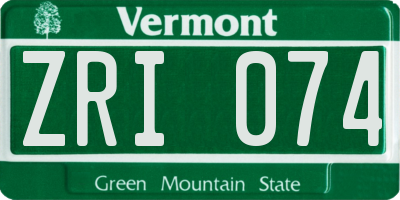 VT license plate ZRI074