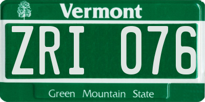 VT license plate ZRI076