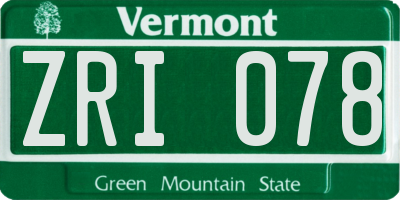 VT license plate ZRI078