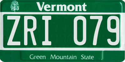VT license plate ZRI079