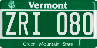 VT license plate ZRI080