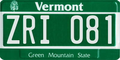 VT license plate ZRI081