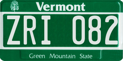 VT license plate ZRI082