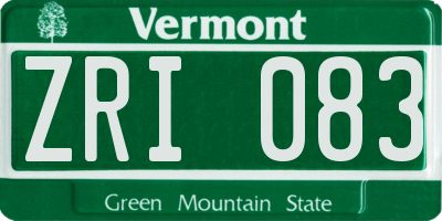 VT license plate ZRI083